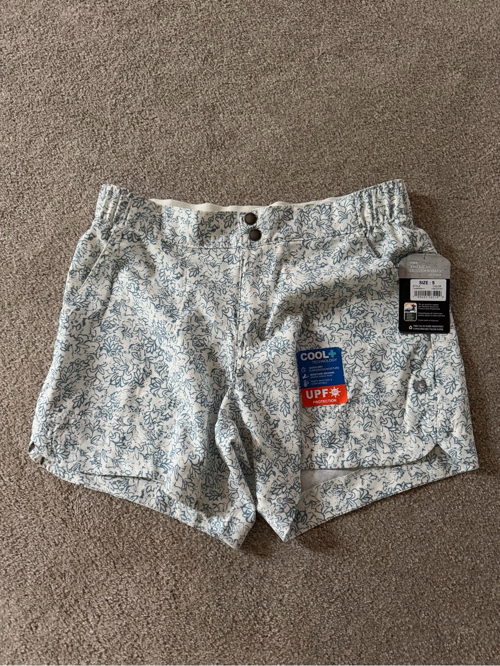 Women’s Light Blue Floral Athletic Shorts with UPF Protection